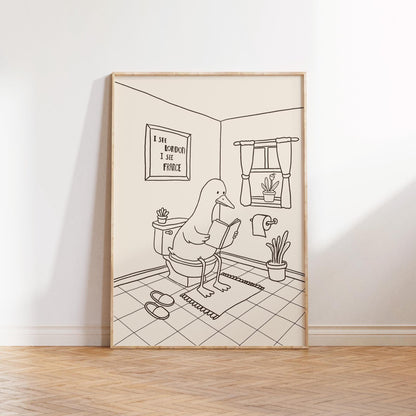 Funny Bathroom Print, Duck Wall Art, Cheeky Toilet Humor Decor MR72
