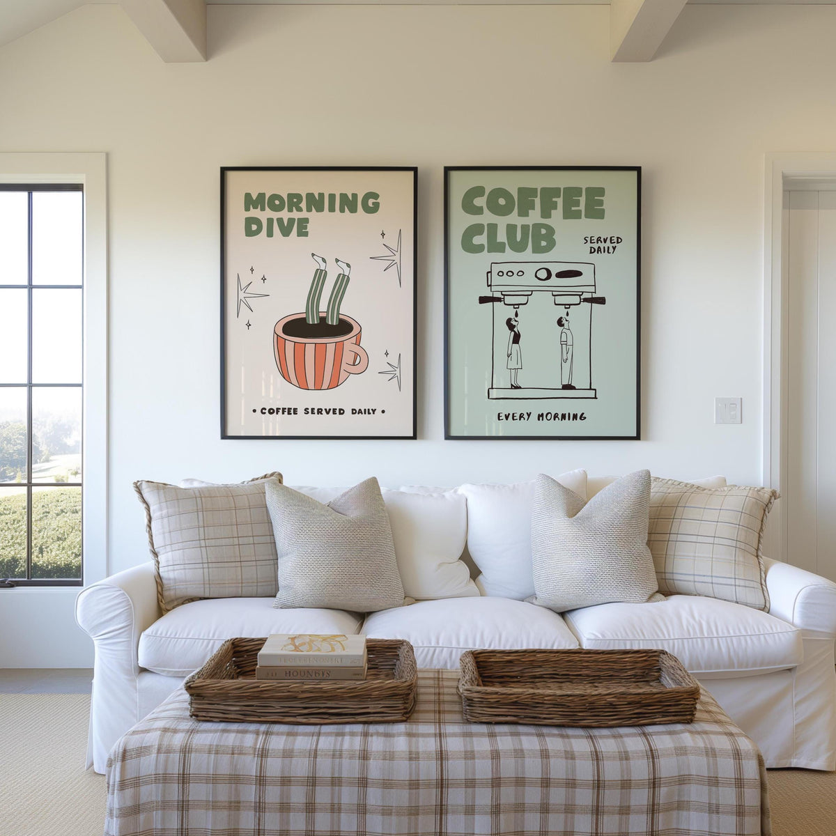 Coffee Bar Decor Set of 2 Posters, Espresso Print, Retro Kitchen Art, Coffee-Lover Gift