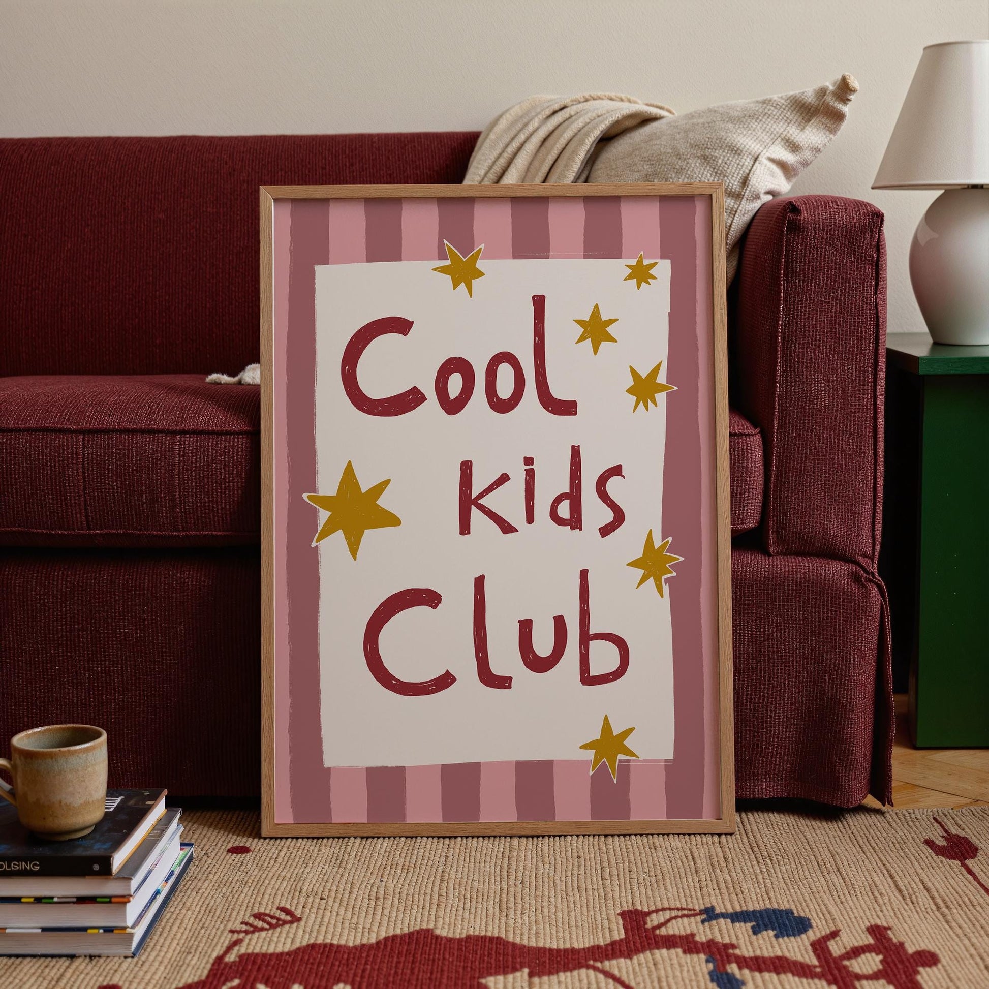Cool Kids Club Print, Playroom Wall Decor, Nursery Typography, Retro Striped Room Poster MR69