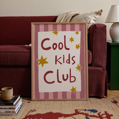 Cool Kids Club Print, Playroom Wall Decor, Nursery Typography, Retro Striped Room Poster MR69