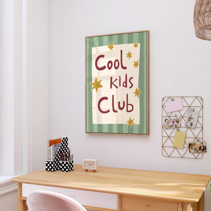 Cool Kids Club Print, Playroom Wall Decor, Nursery Typography, Retro Striped Room Poster MR69