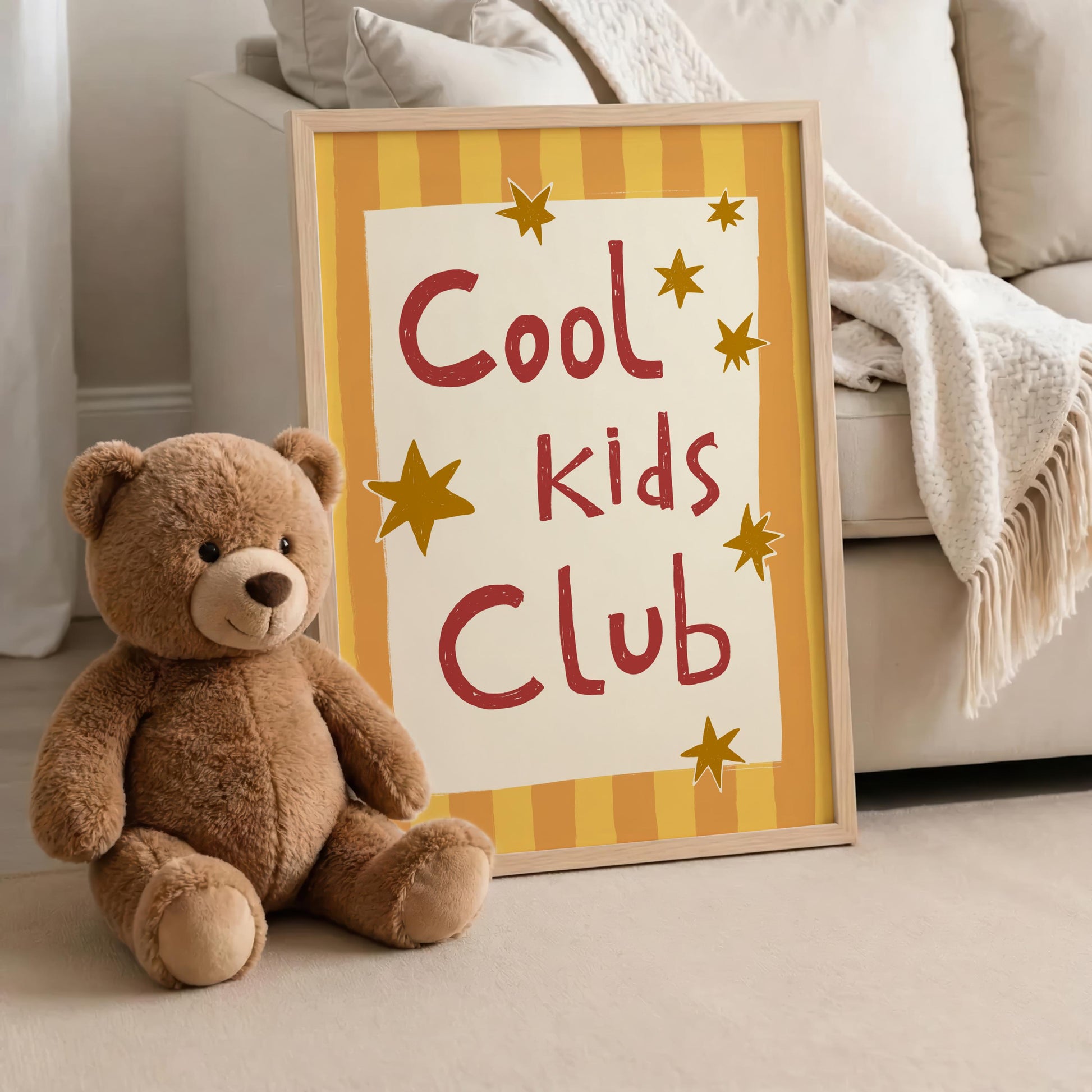 Cool Kids Club Print, Playroom Wall Decor, Nursery Typography, Retro Striped Room Poster MR69