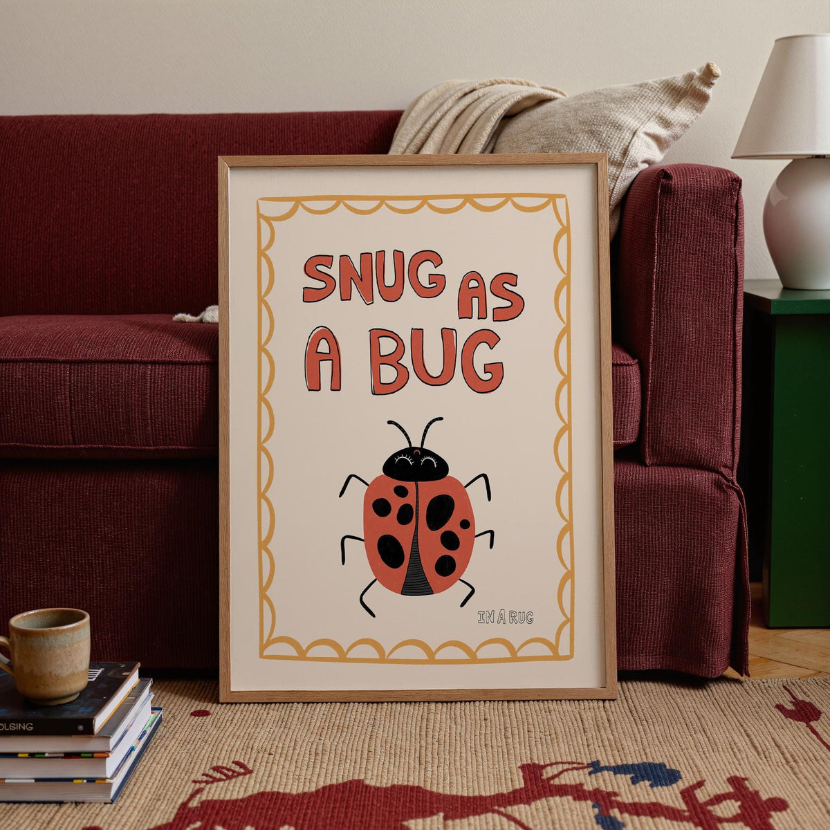 Snug As A Bug Print, Ladybug Nursery Poster, Kids Playroom Decor MR10