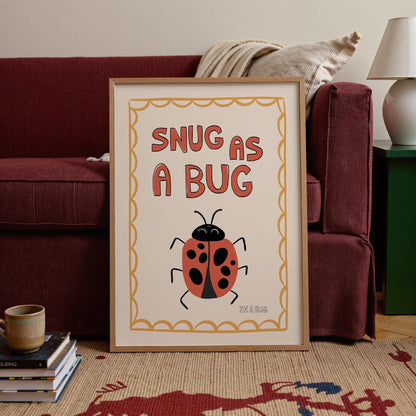 Snug As A Bug Print, Ladybug Nursery Poster, Kids Playroom Decor MR10