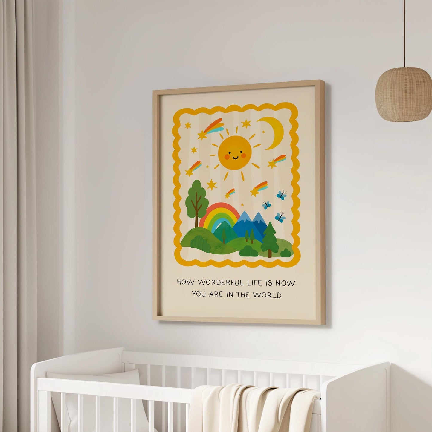 How Wonderful Life Is Now You're In The World Print, Nursery Wall Art, Kids Room Poster (MR16)