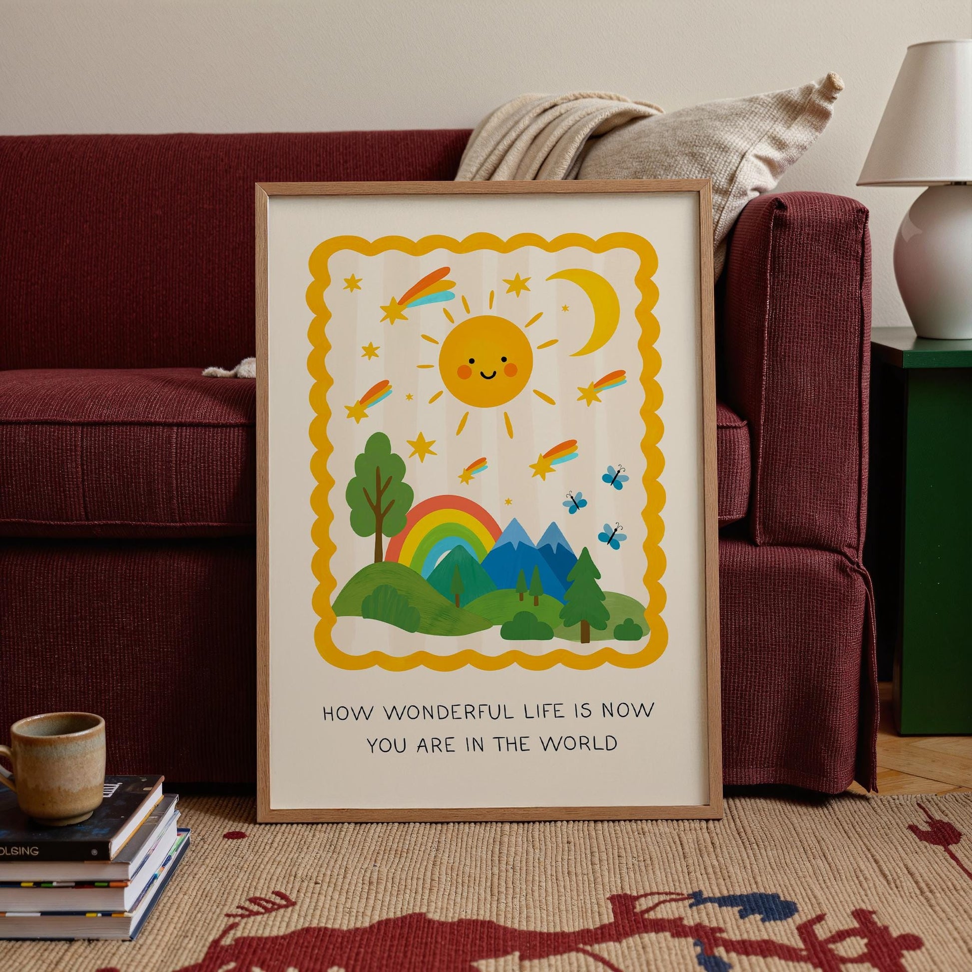 How Wonderful Life Is Now You're In The World Print, Nursery Wall Art, Kids Room Poster (MR16)
