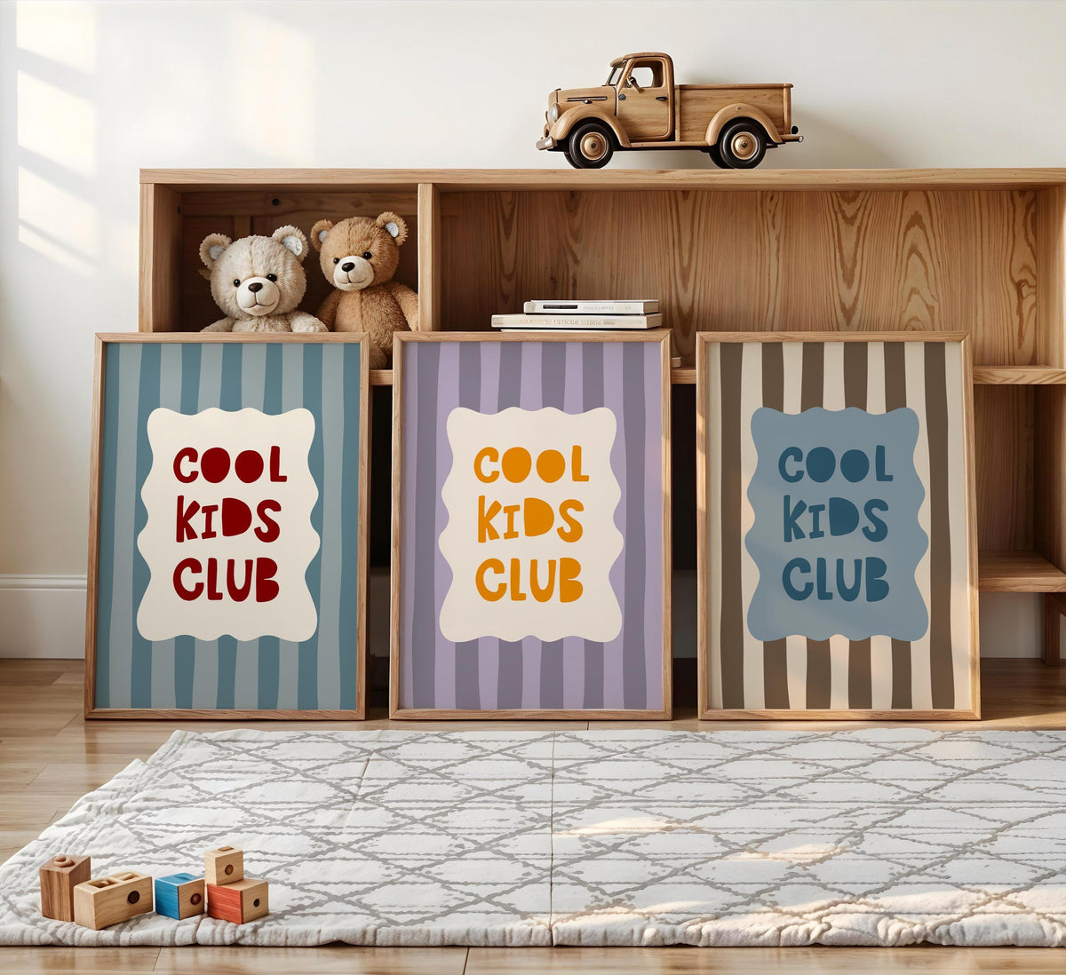 Cool Kids Club Print, Striped Kids Room Poster, Playroom Wall Decor MR32