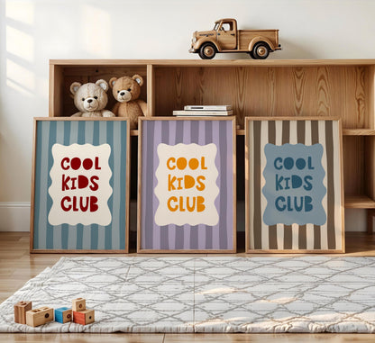 Cool Kids Club Print, Striped Kids Room Poster, Playroom Wall Decor MR32