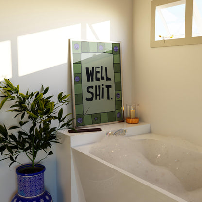 Funny Bathroom Print, Well Shit Quote, Trendy Toilet Decor, Sarcastic Wall Art MR73