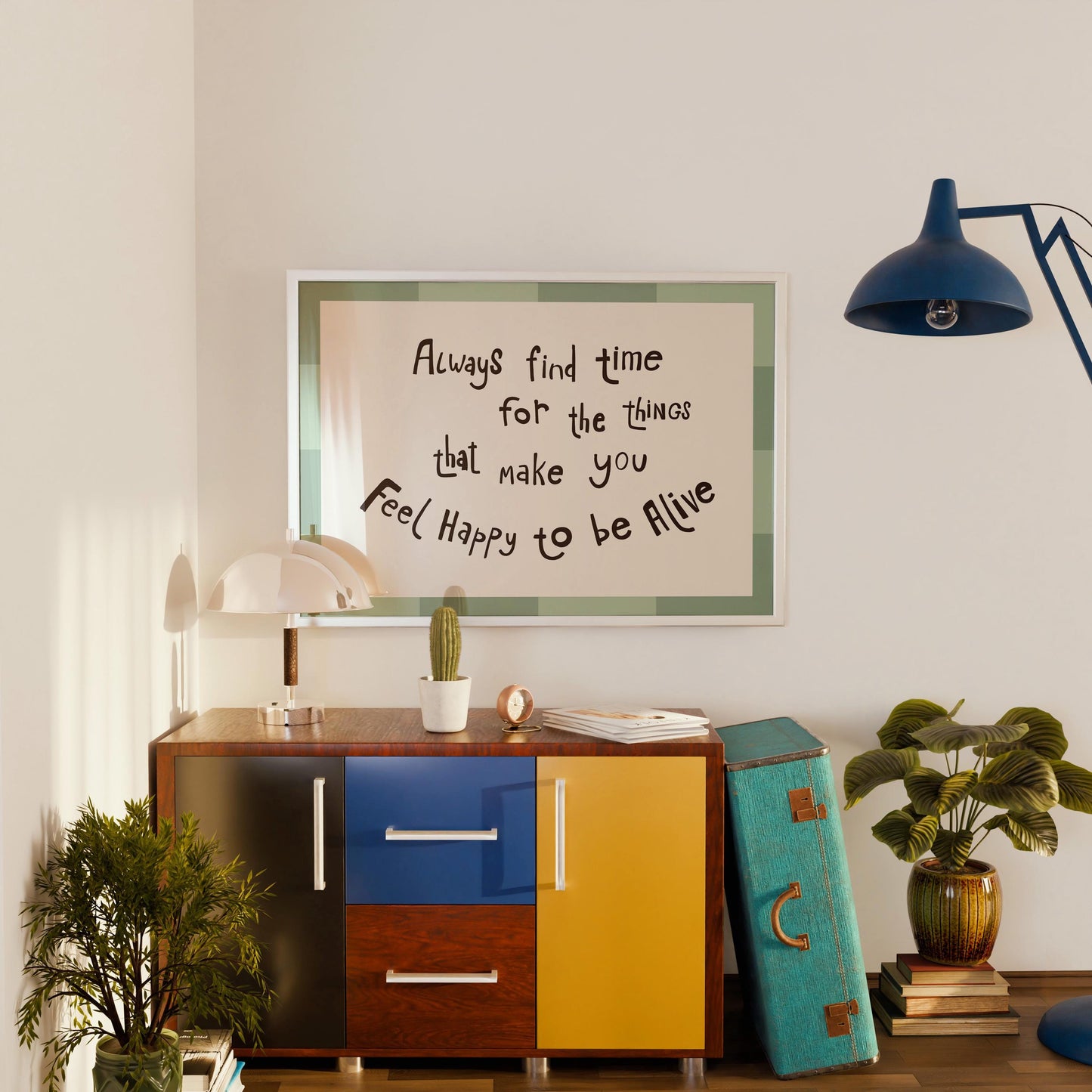 Always Find Time Quote Print, Preppy Pink Checkered Wall Art, Trendy Poster MR74