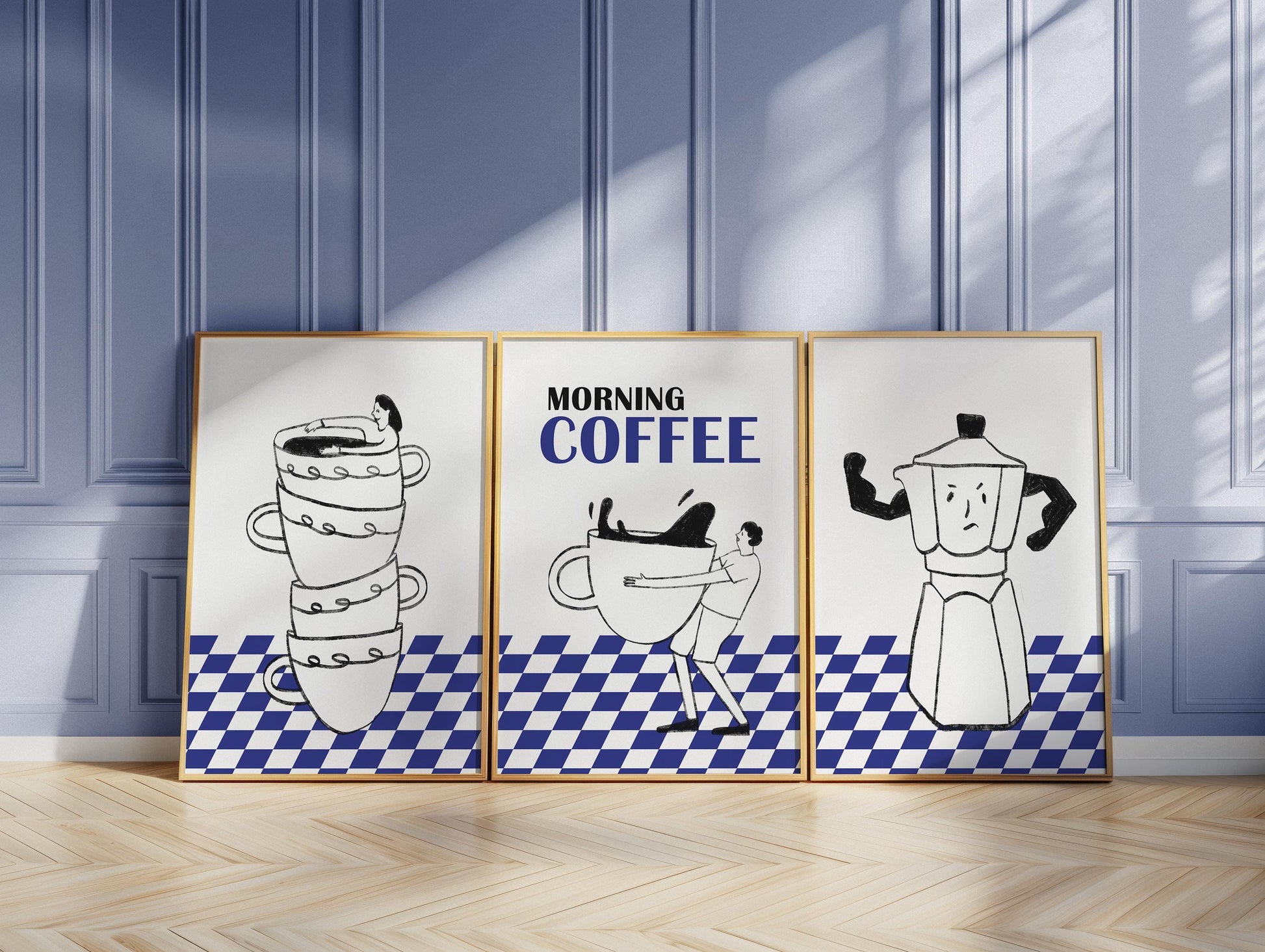 Funny Coffee Prints Set, Espresso Kitchen Wall Art, Minimalist Cafe Decor D120