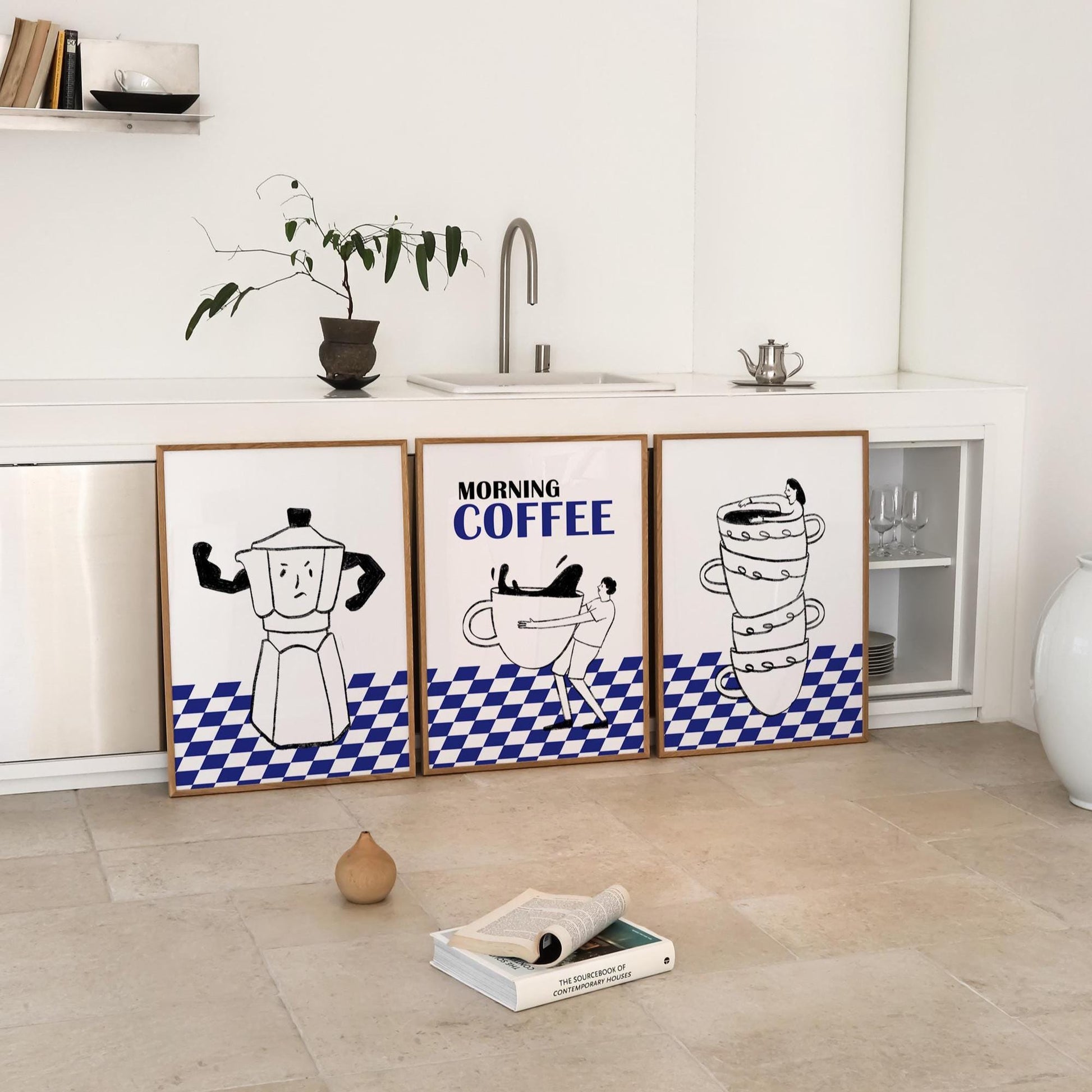 Funny Coffee Prints Set, Espresso Kitchen Wall Art, Minimalist Cafe Decor D120