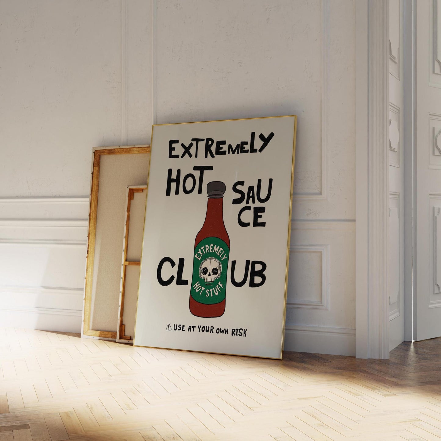 Hot Sauce Club Art Print, Spicy Kitchen Poster, Funny Food Illustration MR15