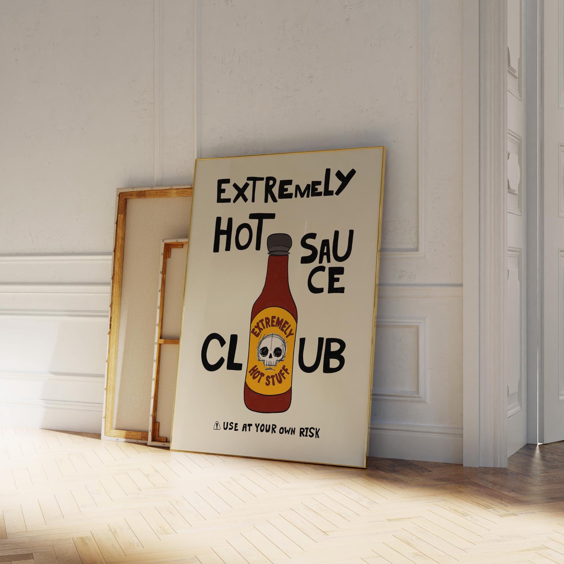Hot Sauce Club Art Print, Spicy Kitchen Poster, Funny Food Illustration MR15