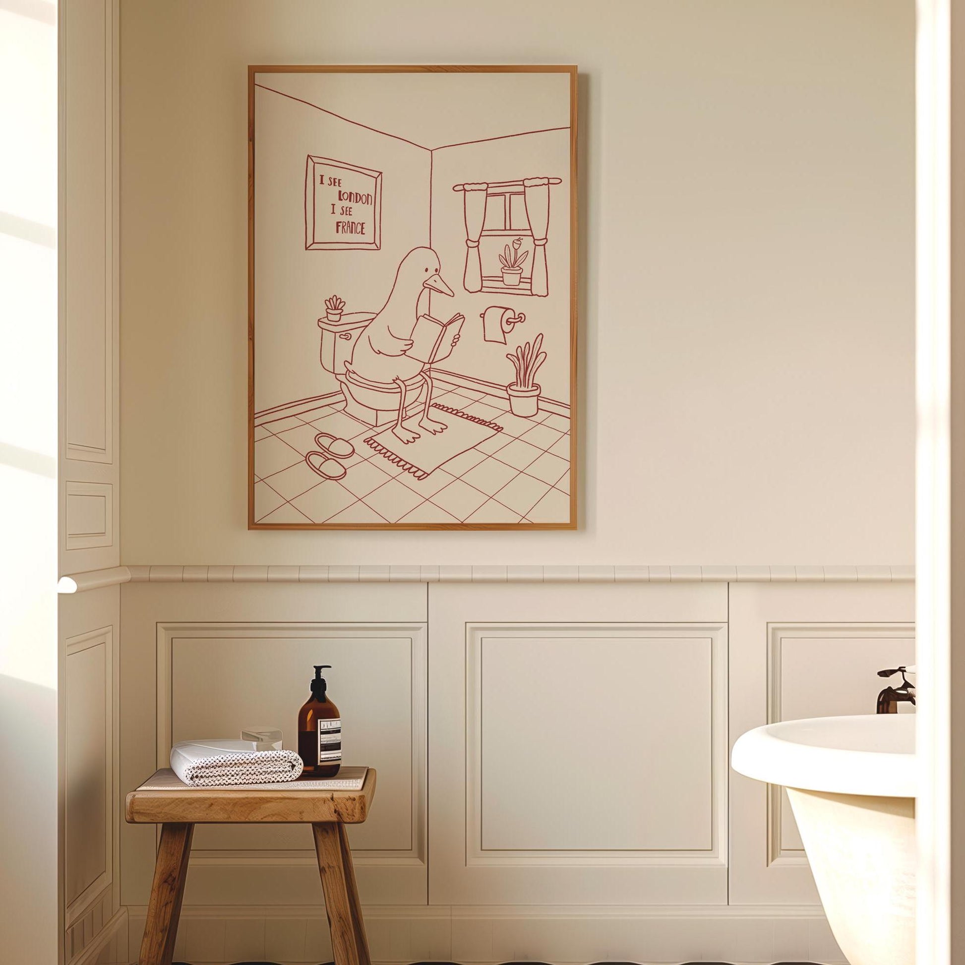 Funny Bathroom Print, Duck Wall Art, Cheeky Toilet Humor Decor MR72