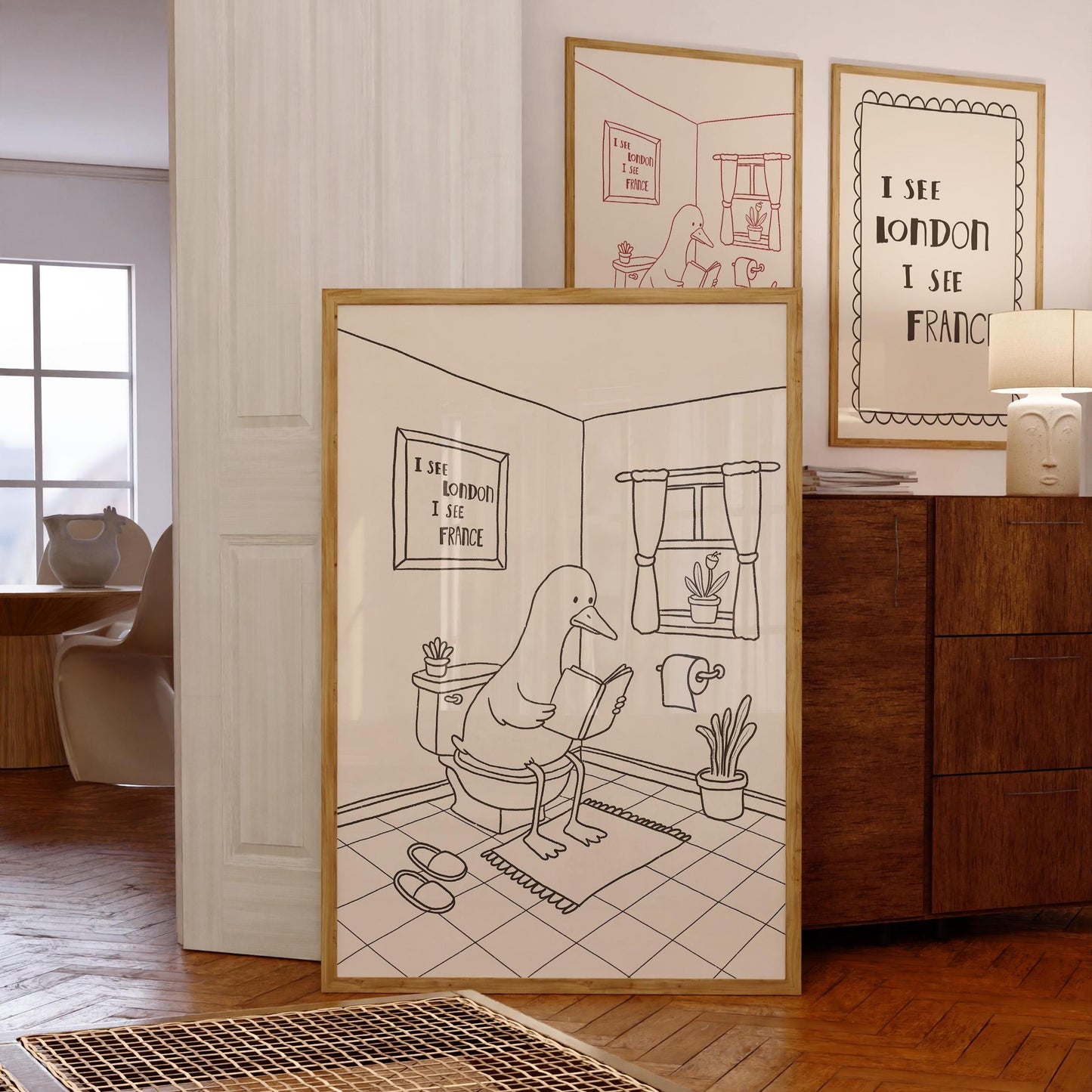 Funny Bathroom Print, Duck Wall Art, Cheeky Toilet Humor Decor MR72
