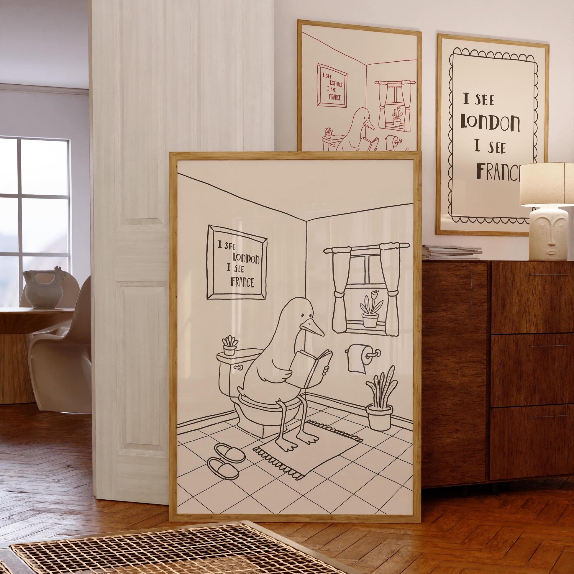 Funny Bathroom Print, Duck Wall Art, Cheeky Toilet Humor Decor MR72