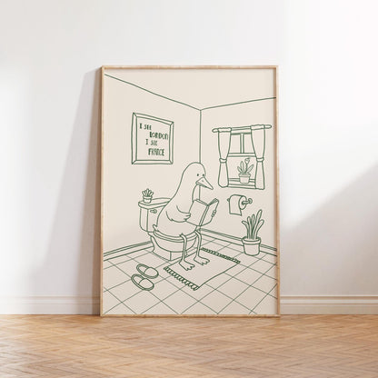 Funny Bathroom Print, Duck Wall Art, Cheeky Toilet Humor Decor MR72