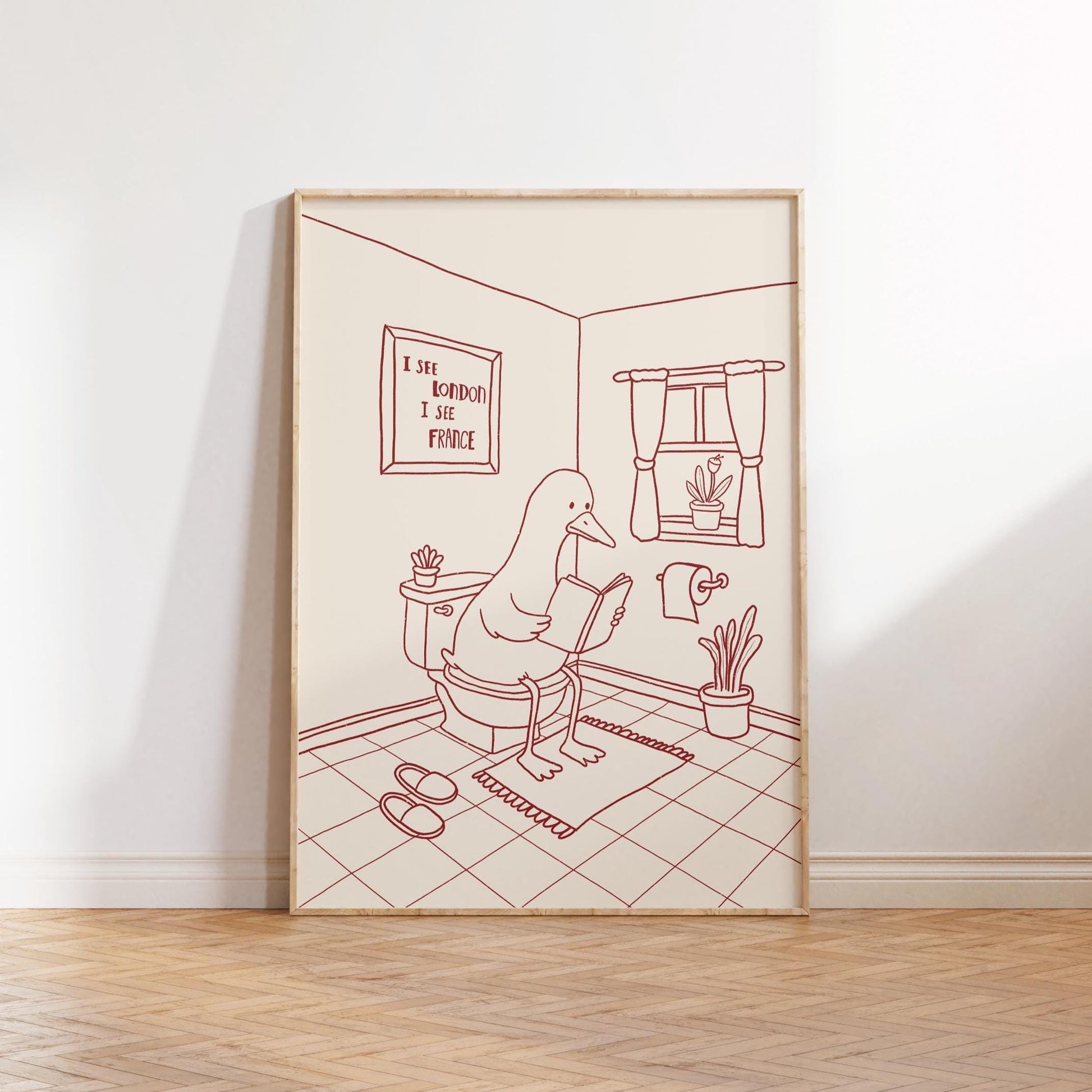 Funny Bathroom Print, Duck Wall Art, Cheeky Toilet Humor Decor MR72