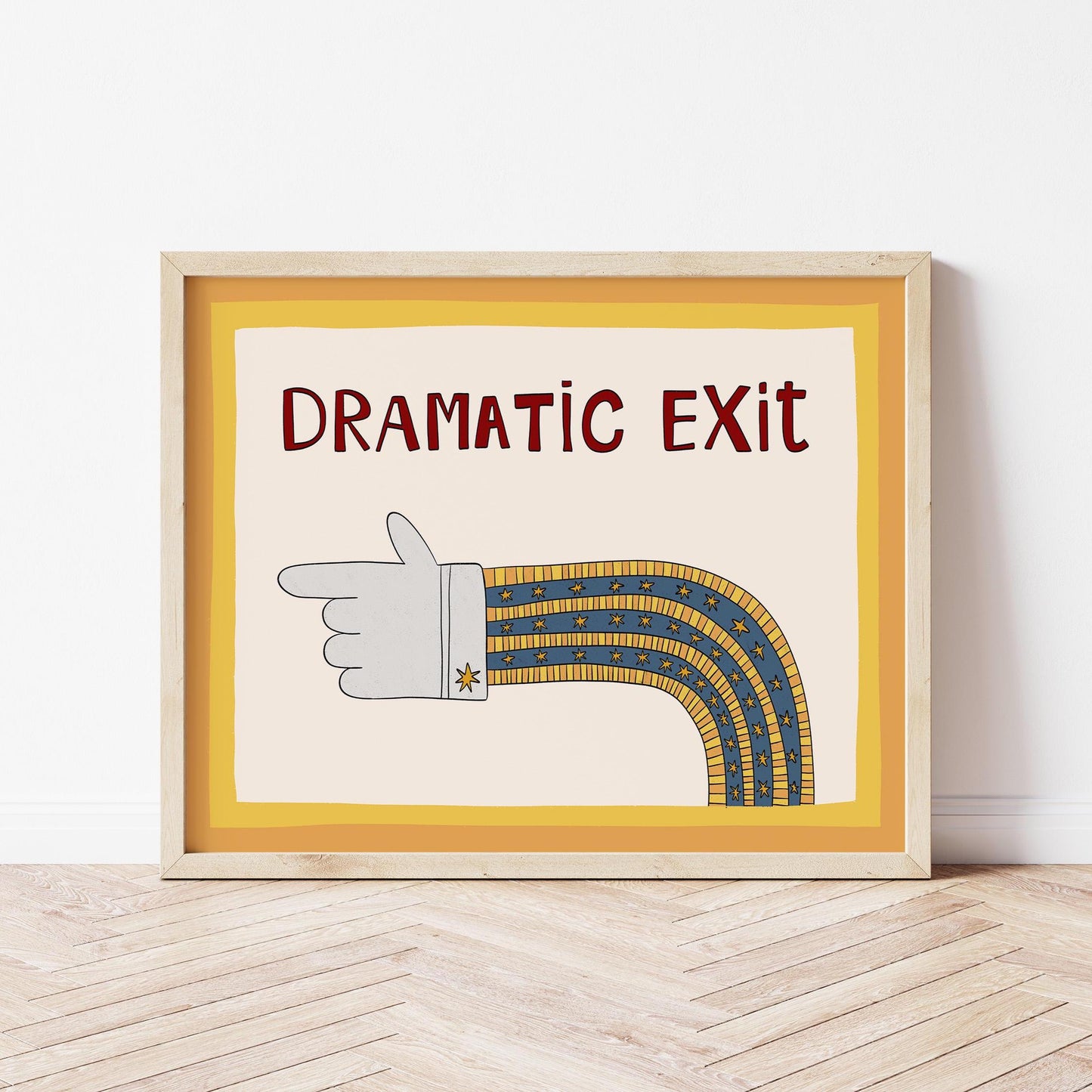 Dramatic Exit Poster, Retro Print, Funny Exit Sign Wall Art Left Right, Unframed MR75