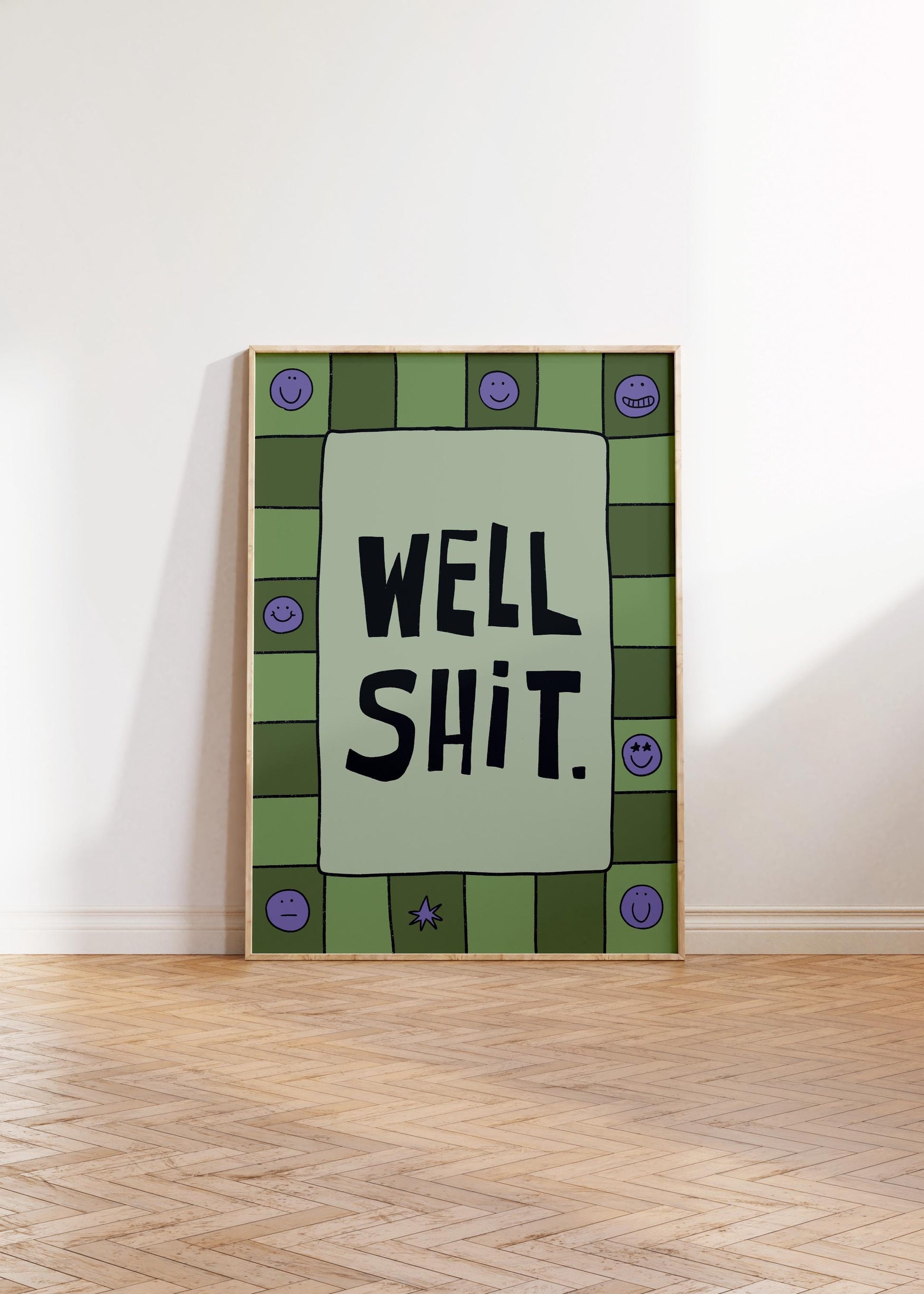 Funny Bathroom Print, Well Shit Quote, Trendy Toilet Decor, Sarcastic Wall Art MR73