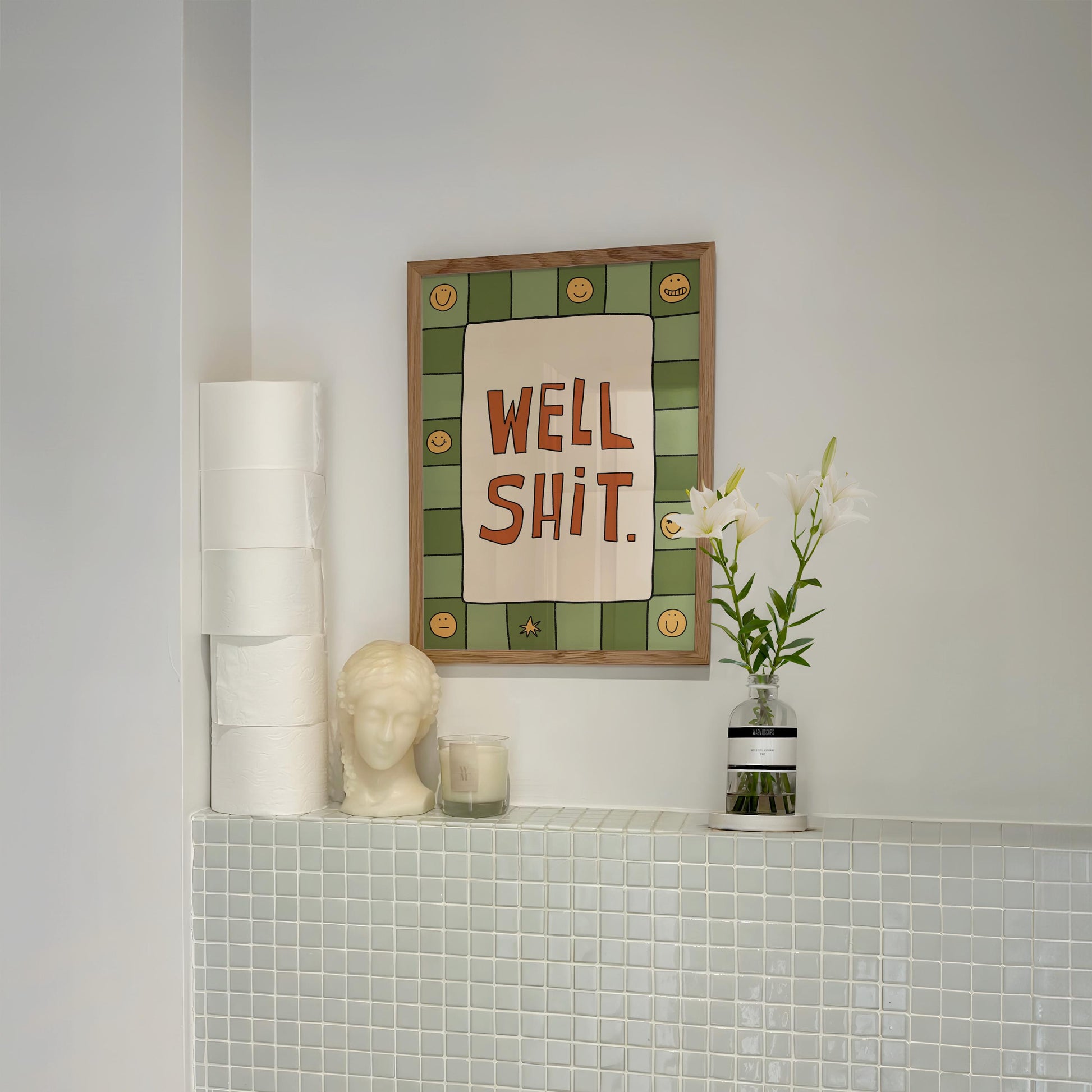 Funny Bathroom Print, Well Shit Quote, Trendy Toilet Decor, Sarcastic Wall Art MR73