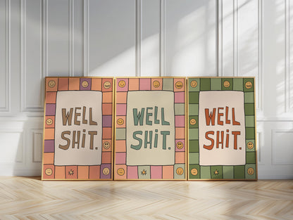 Funny Bathroom Print, Well Shit Quote, Trendy Toilet Decor, Sarcastic Wall Art MR73