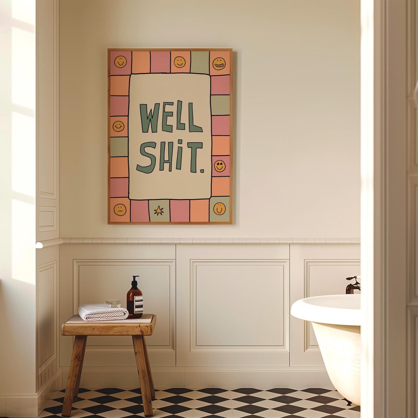 Funny Bathroom Print, Well Shit Quote, Trendy Toilet Decor, Sarcastic Wall Art MR73