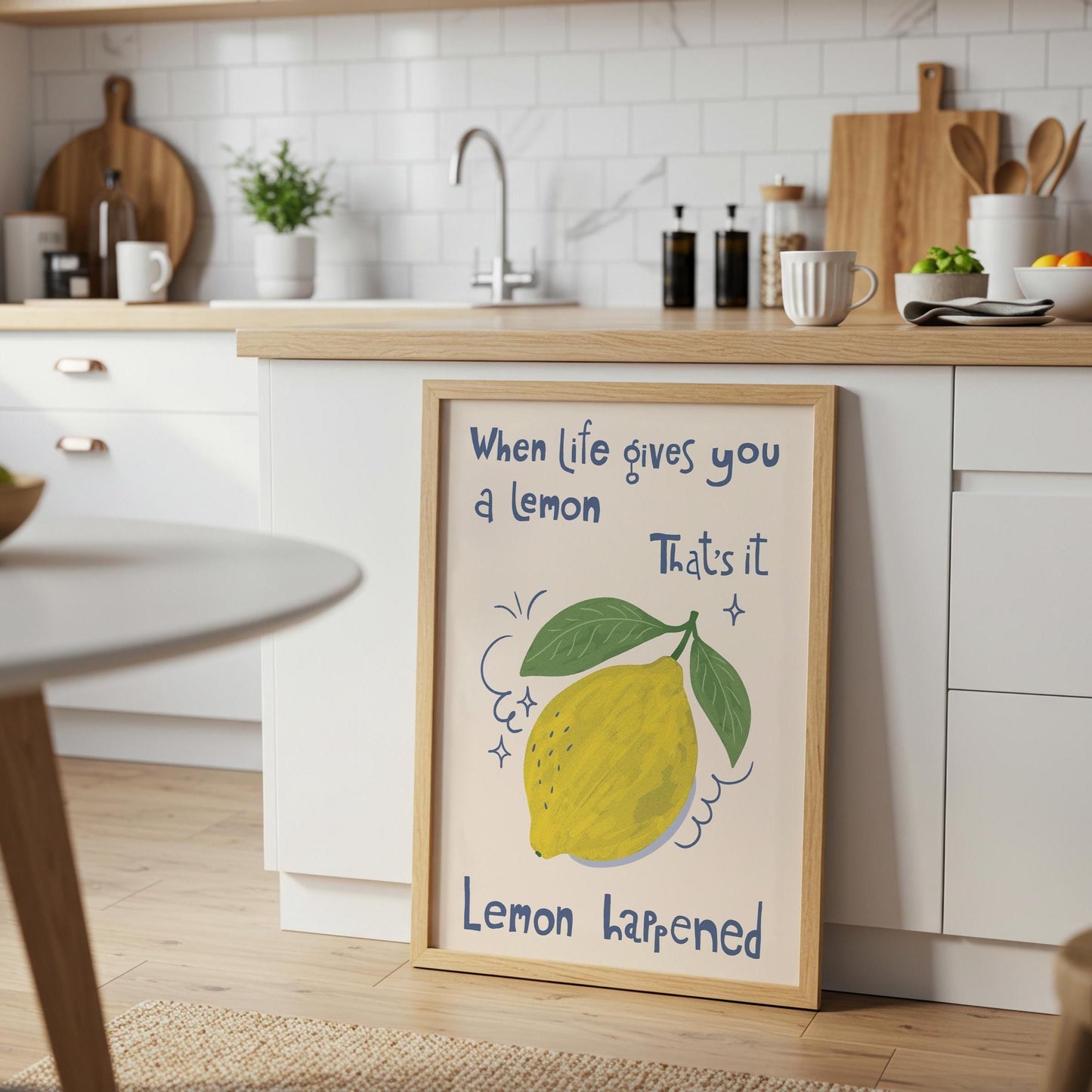 Lemon Wall Art Print, Funny Quote Poster, Hand Drawn Quirky Kitchen Decor, Housewarming Gift MR65