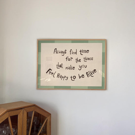 Always Find Time Quote Print, Preppy Pink Checkered Wall Art, Trendy Poster MR74