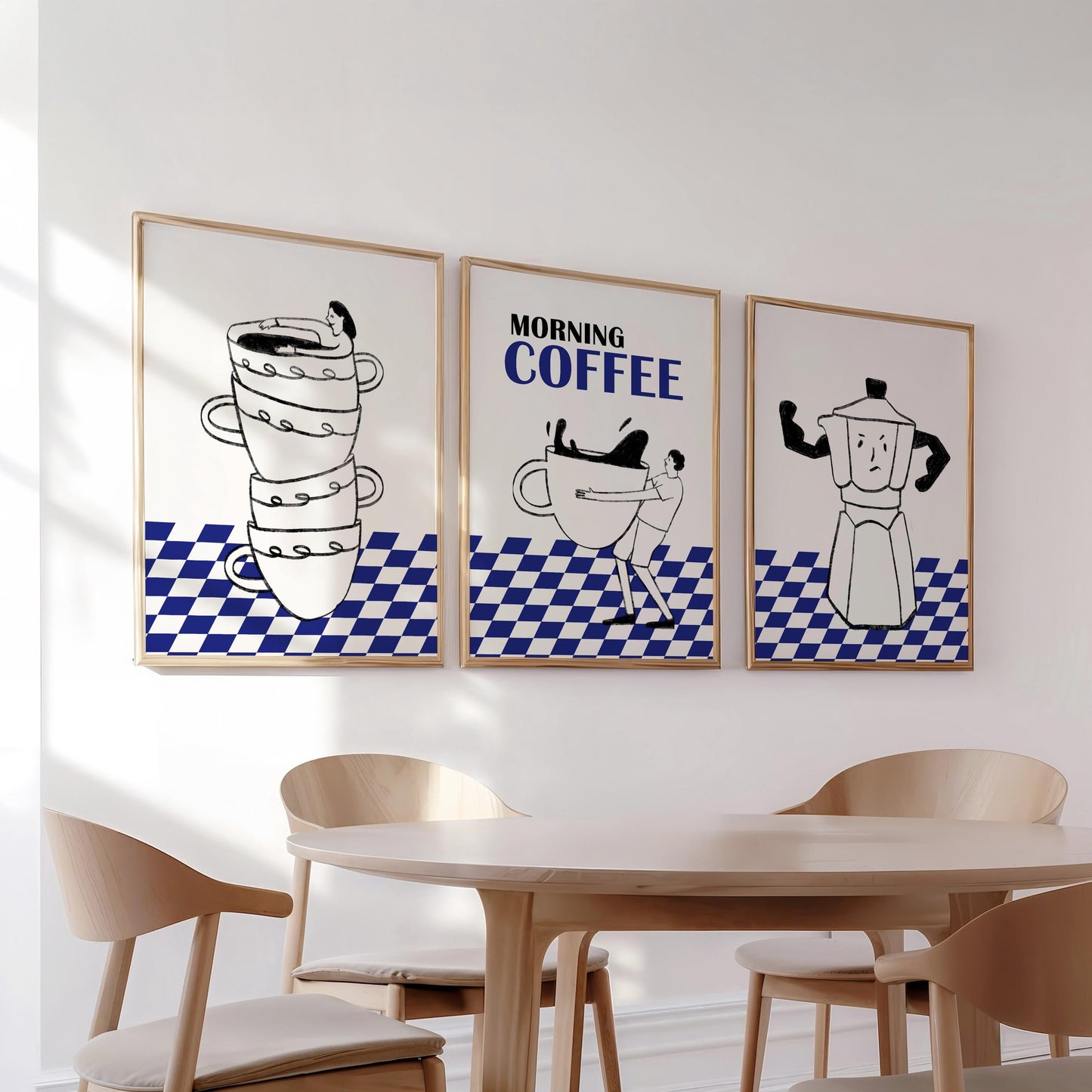 Funny Coffee Prints Set, Espresso Kitchen Wall Art, Minimalist Cafe Decor D120