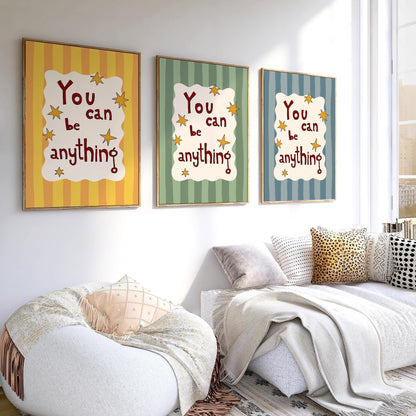 Kids Affirmation Wall Art, You Can Be Anything Print, Playroom hand drawn Typography Print MR35