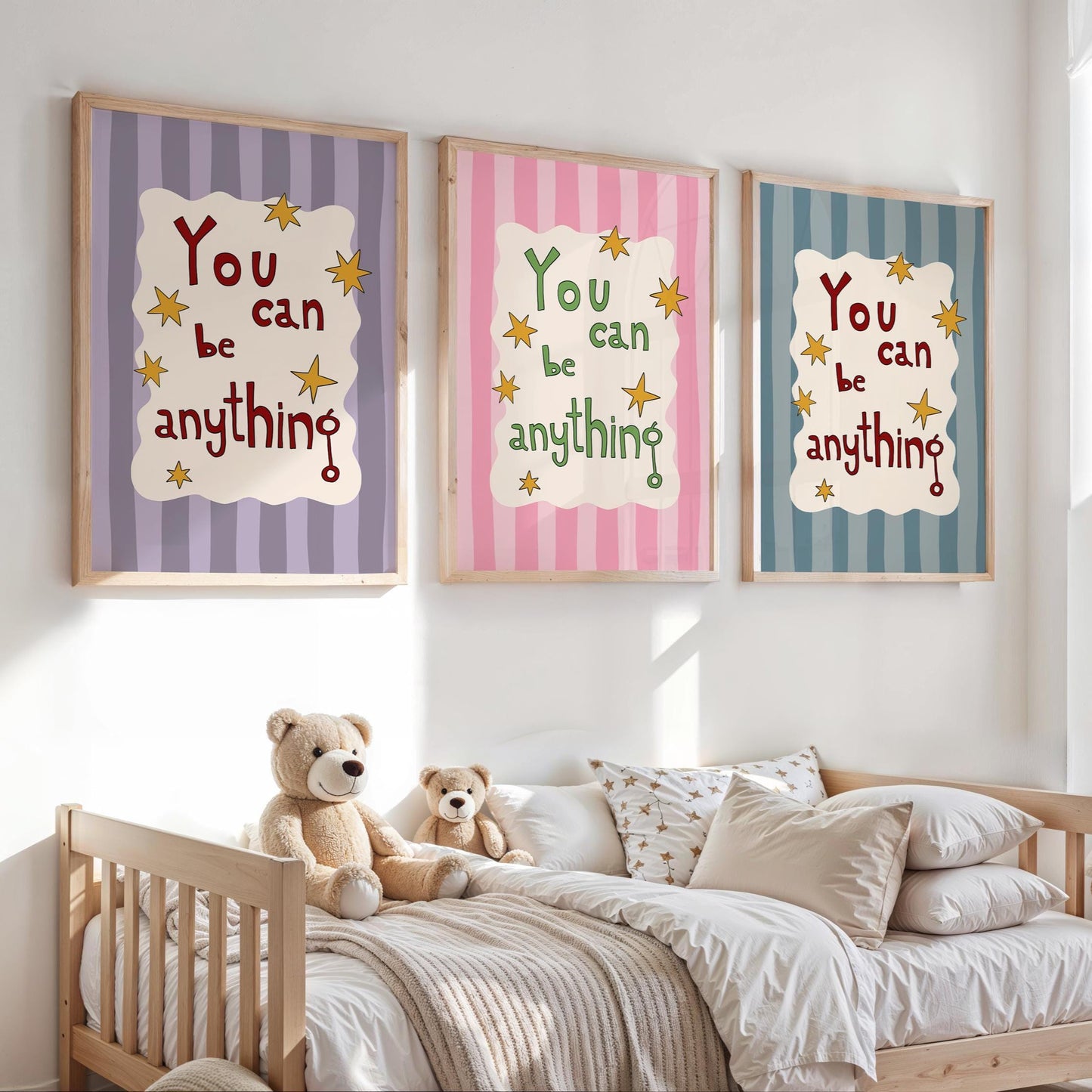 Kids Affirmation Wall Art, You Can Be Anything Print, Playroom hand drawn Typography Print MR35