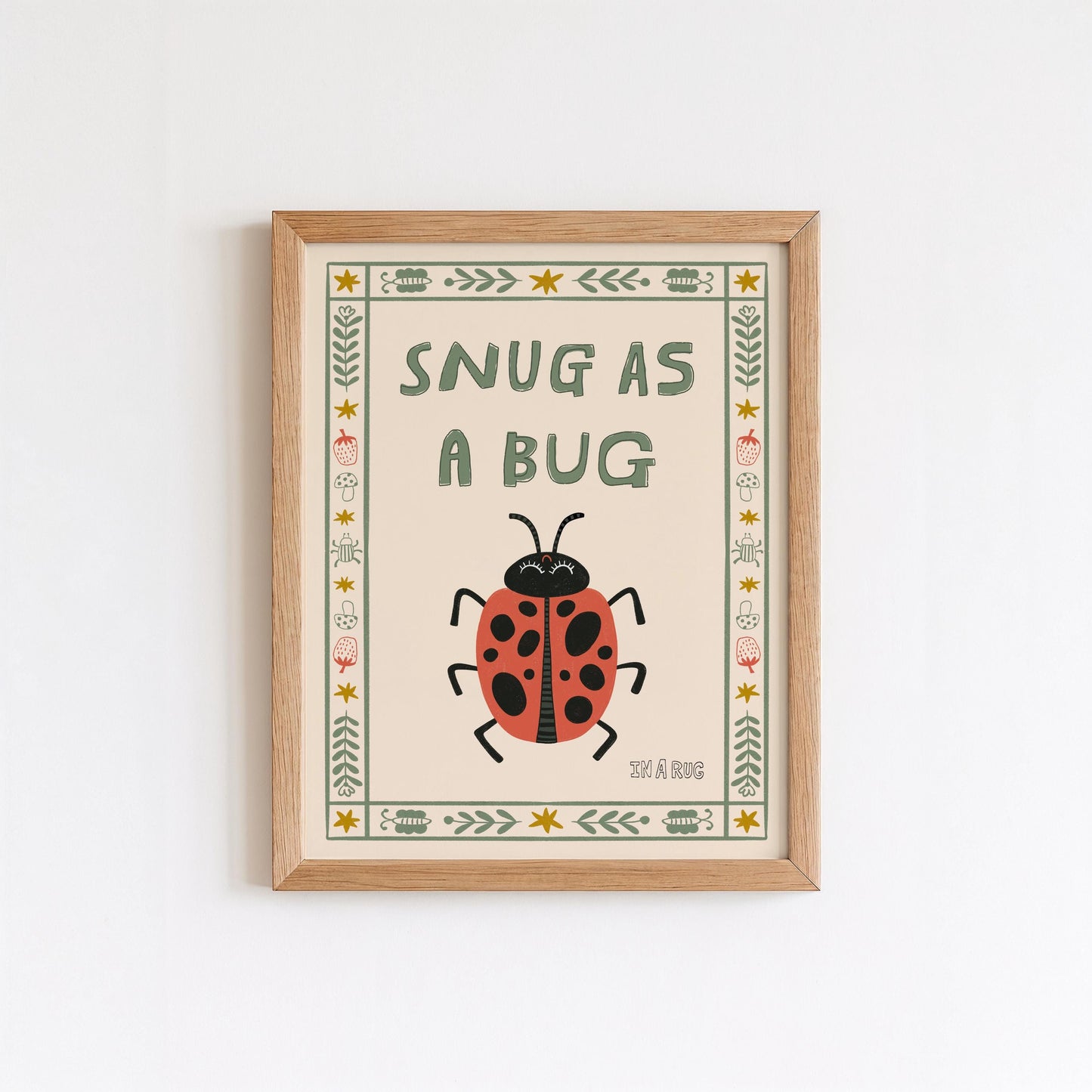 Snug as a Bug Poster, Ladybug Nursery Print, Toddler Wall Art, Playroom Decor MR80