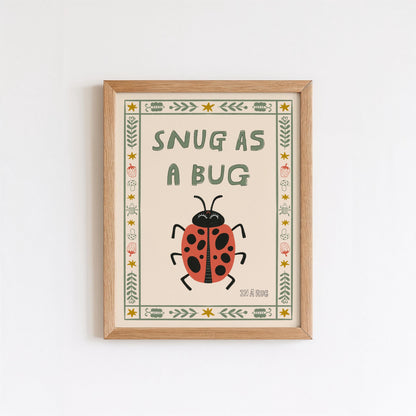 Snug as a Bug Poster, Ladybug Nursery Print, Toddler Wall Art, Playroom Decor MR80
