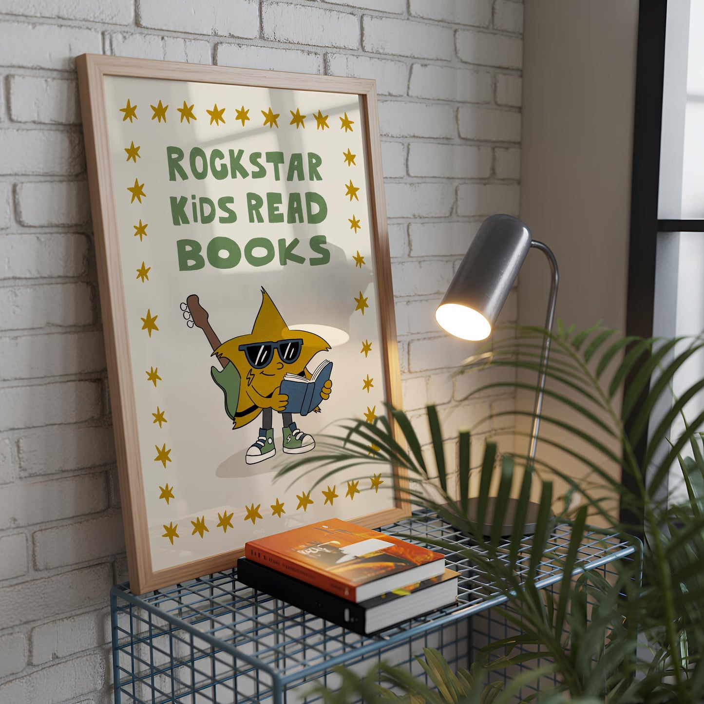 Rockstar Kids Read Books Print, Book Nook Decor, Playroom Art, Book Lover Gift MR81