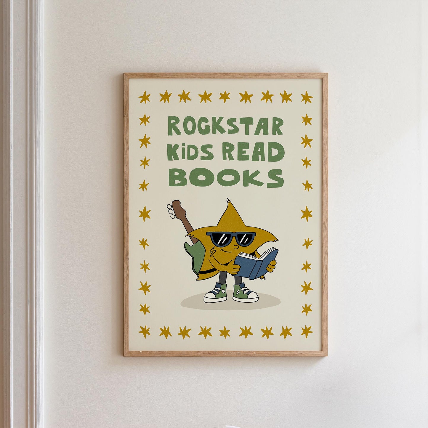 Rockstar Kids Read Books Print, Book Nook Decor, Playroom Art, Book Lover Gift MR81