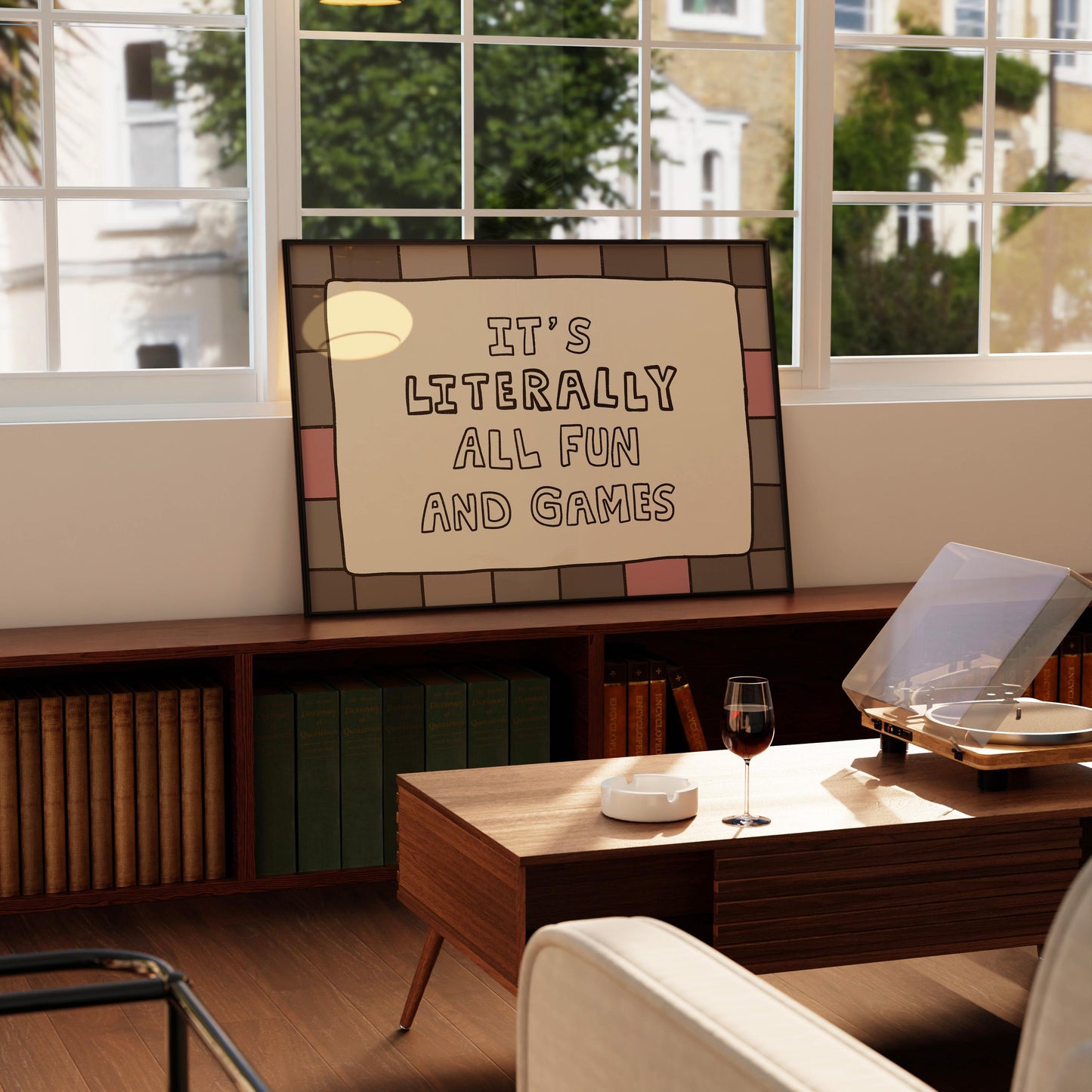 It’s Literally All Fun And Games Print, Playful Ironic Typography Wall Art MR77
