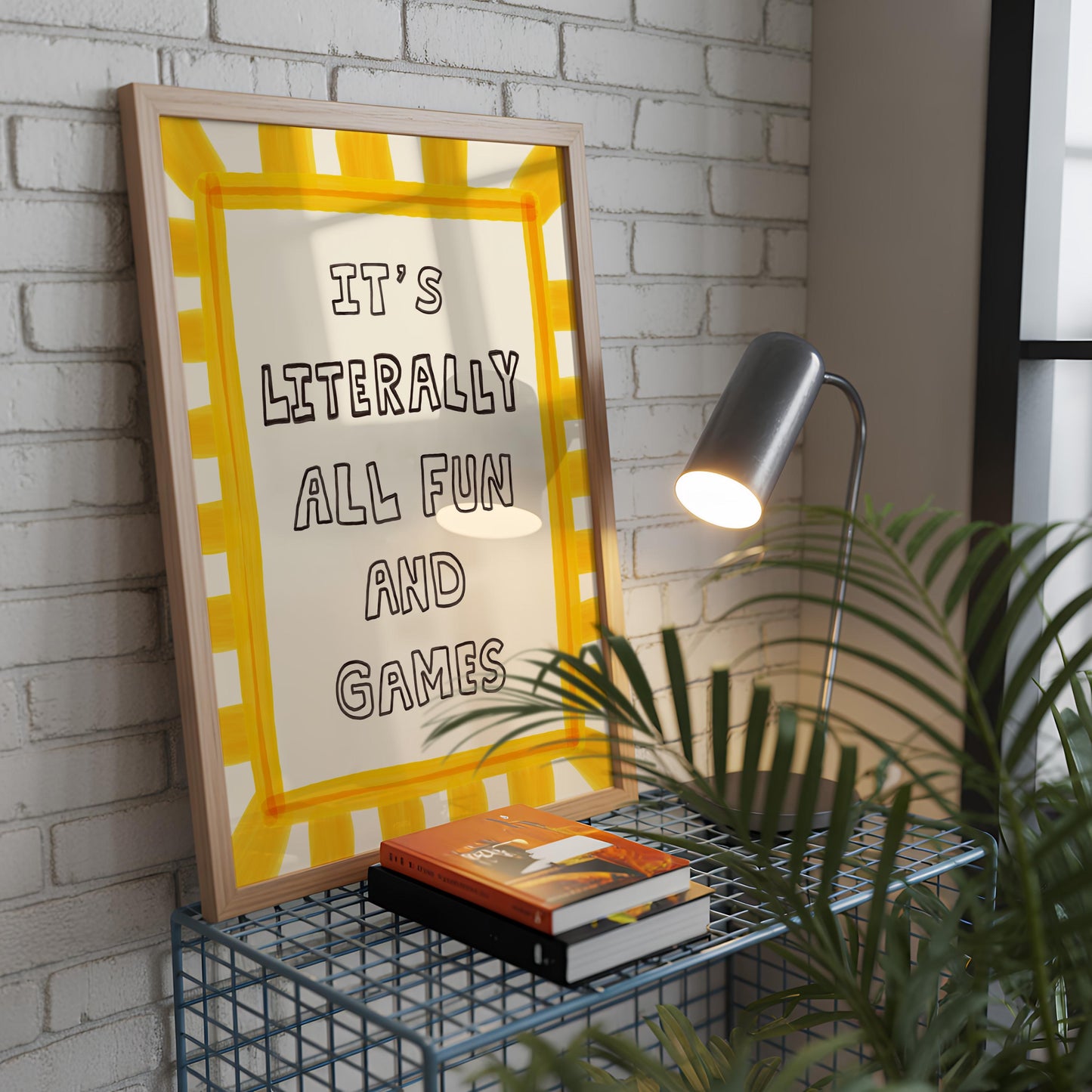 It’s Literally All Fun And Games Print, Dopamine Decor Hand-Drawn Typography Wall Art MR82
