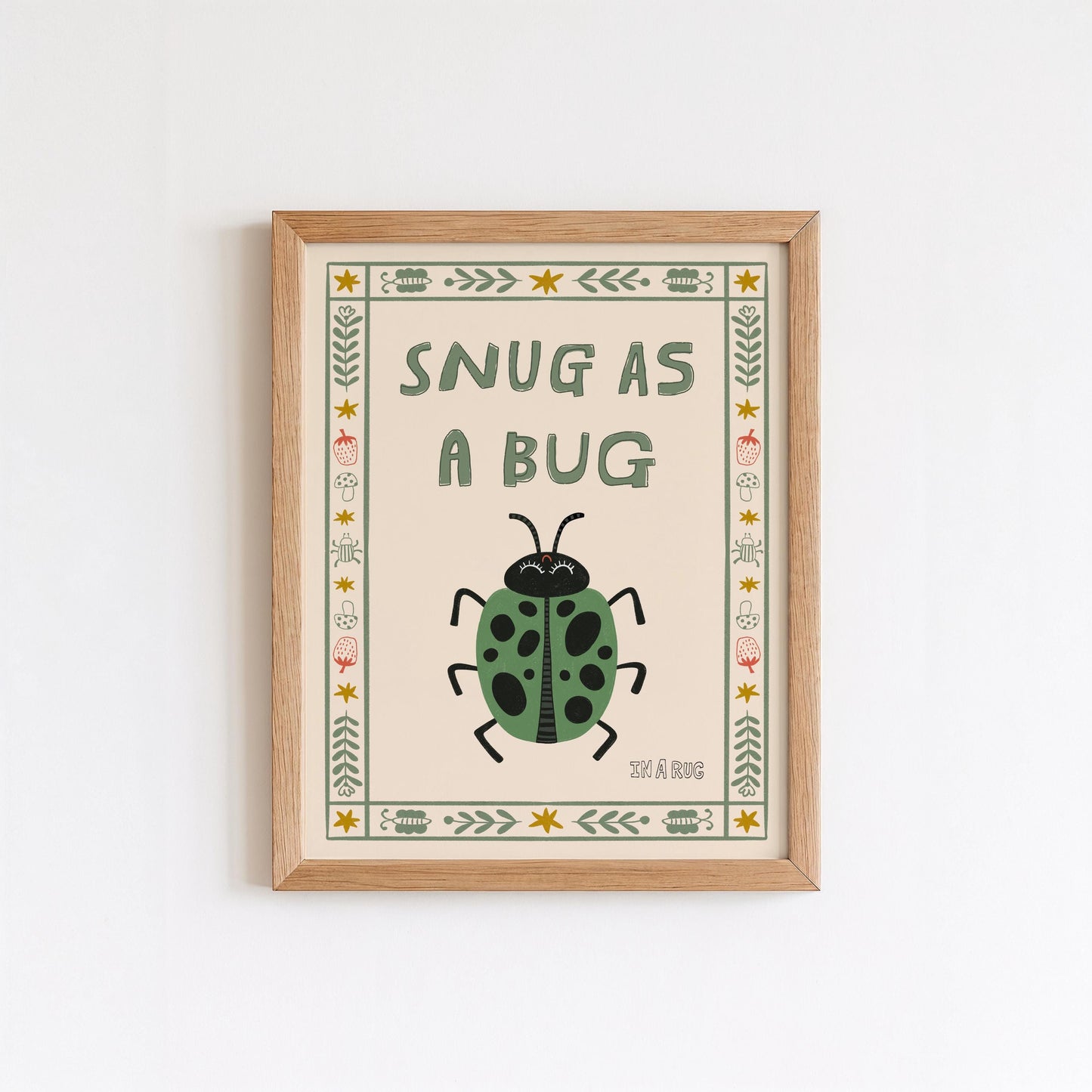 Snug as a Bug Poster, Ladybug Nursery Print, Toddler Wall Art, Playroom Decor MR80