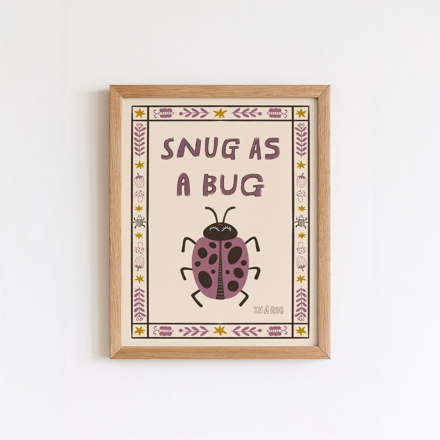 Snug as a Bug Poster, Ladybug Nursery Print, Toddler Wall Art, Playroom Decor MR80