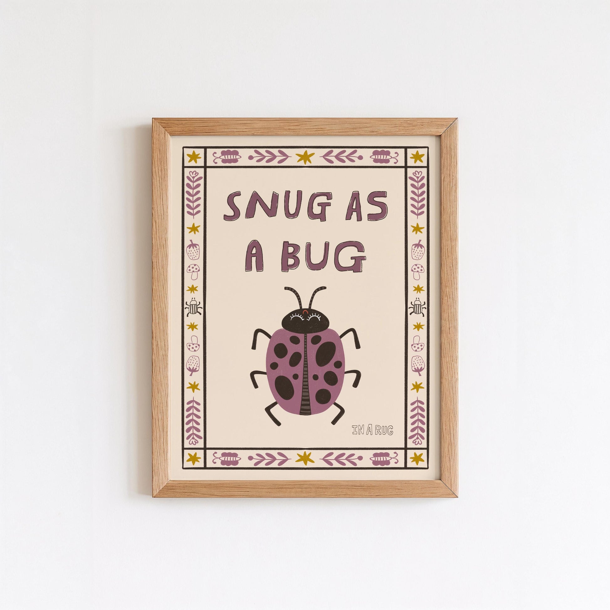 Snug as a Bug Poster, Ladybug Nursery Print, Toddler Wall Art, Playroom Decor MR80