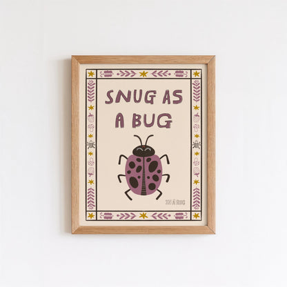 Snug as a Bug Poster, Ladybug Nursery Print, Toddler Wall Art, Playroom Decor MR80