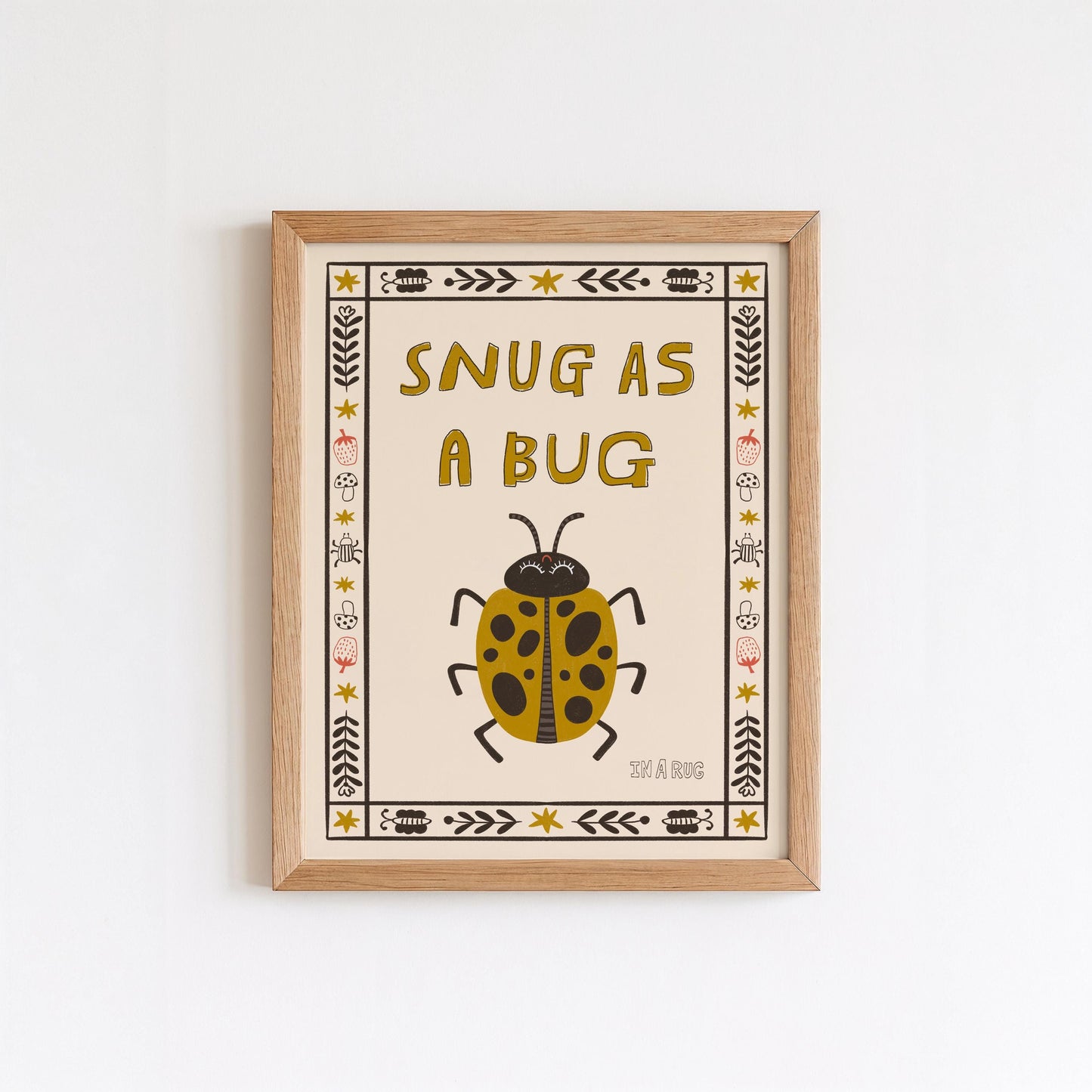 Snug as a Bug Poster, Ladybug Nursery Print, Toddler Wall Art, Playroom Decor MR80