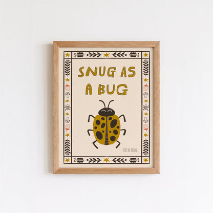 Snug as a Bug Poster, Ladybug Nursery Print, Toddler Wall Art, Playroom Decor MR80