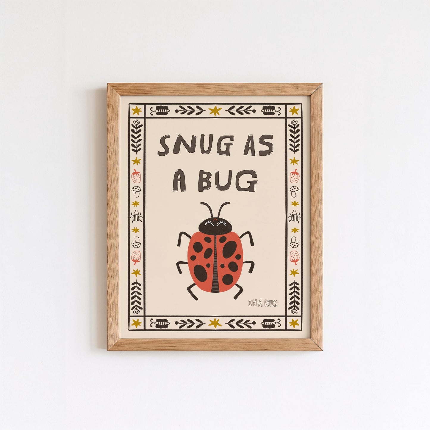 Snug as a Bug Poster, Ladybug Nursery Print, Toddler Wall Art, Playroom Decor MR80