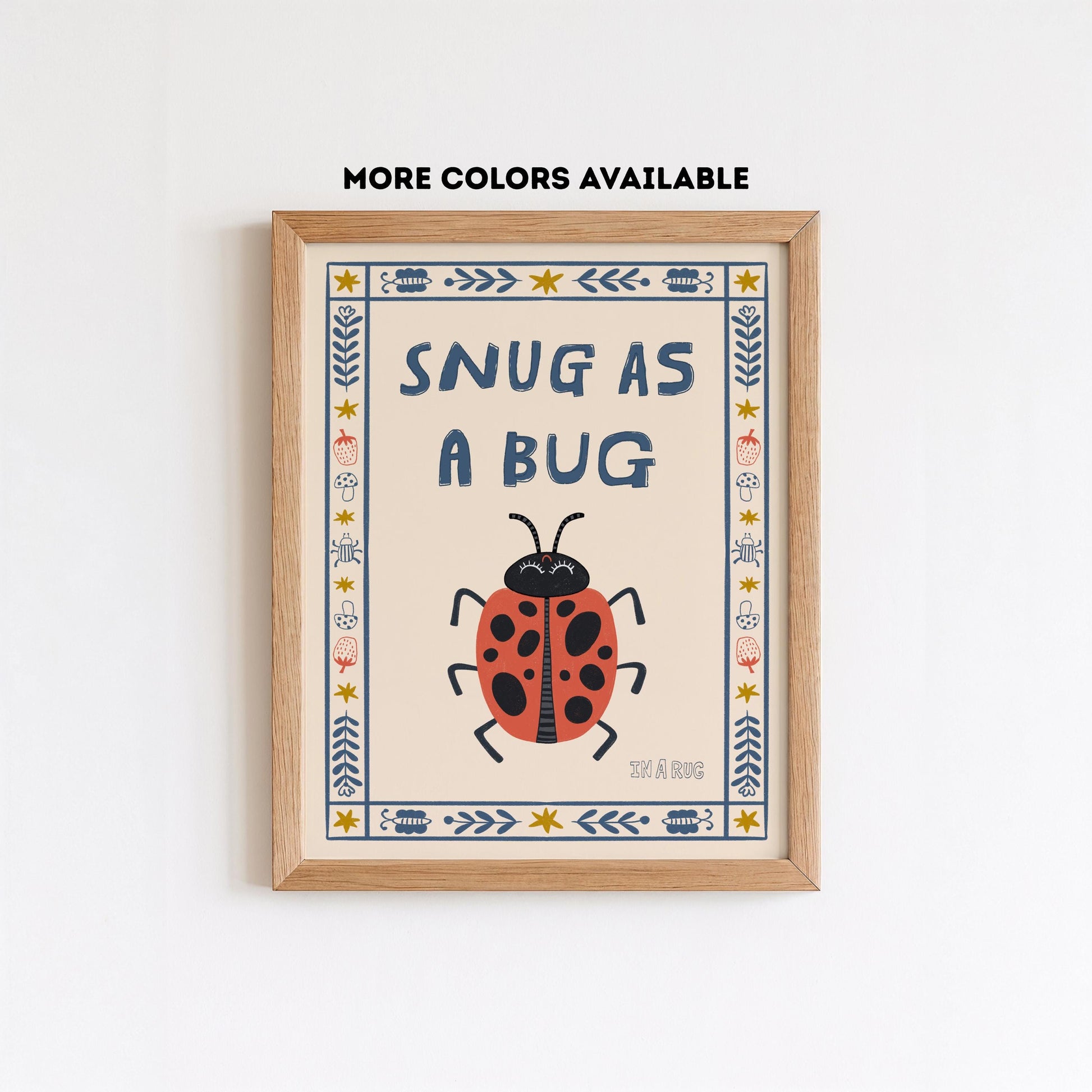 Snug as a Bug Poster, Ladybug Nursery Print, Toddler Wall Art, Playroom Decor MR80