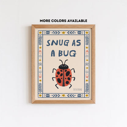 Snug as a Bug Poster, Ladybug Nursery Print, Toddler Wall Art, Playroom Decor MR80