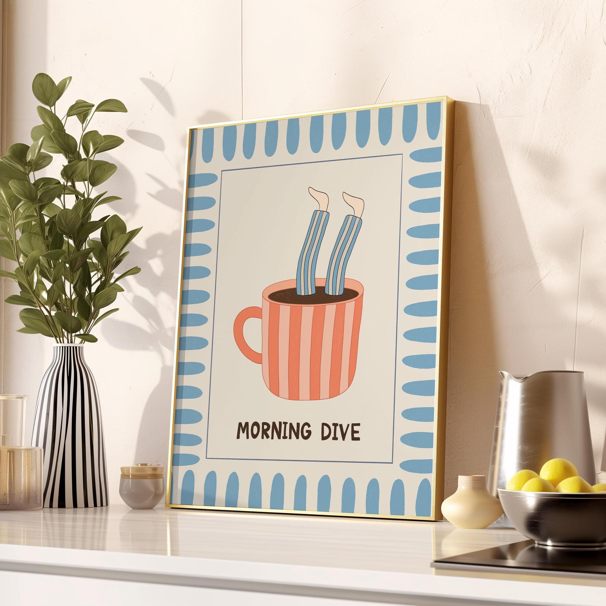 Funny Coffee Poster, Quirky Kitchen Wall Art, Coffee Station Decor, Good Morning Print MR21