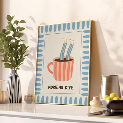 Funny Coffee Poster, Quirky Kitchen Wall Art, Coffee Station Decor, Good Morning Print MR21